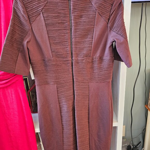 Nue by Shani Women Brown Stretch Surplice V-Neck Ruched Sheath Dress - Picture 4 of 5